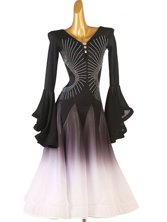 ブラック 社交ダンスコスチューム黒人女性のセクシーなポリエステルスパンコールドレスダンサーダンスウェア