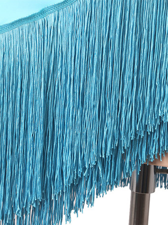 ラテンダンスドレスアクアレディースフリンジラインストーンボディコンセクシーポリエステルドレスダンスコスチューム