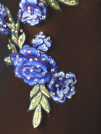 ラテンダンスドレス黒人女性のポリエステルドレス花柄セクシーなラインストーンラテンダンサーダンスウェア