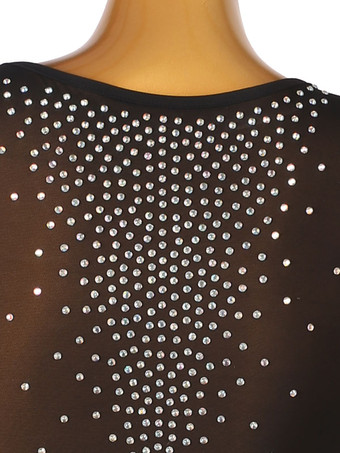 ラテンダンスコスチューム黒人女性のポリエステルドレスセクシーなラインストーンラテンダンサーダンスコスチューム