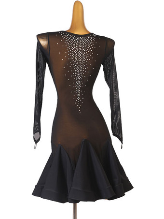 ラテンダンスコスチューム黒人女性のポリエステルドレスセクシーなラインストーンラテンダンサーダンスコスチューム