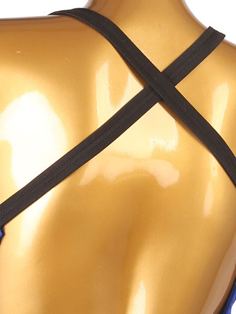 ラテンダンスコスチュームブルーレディースポリエステルドレスバックレスセクシーフリンジラテンダンサーダンスウェア