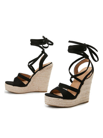 Women's Lace Up Espadrille Wedge Sandals