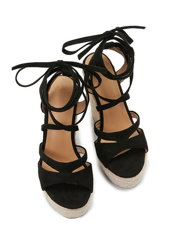 Women's Lace Up Espadrille Wedge Sandals