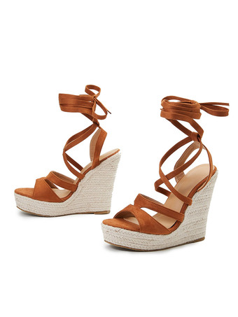 Women's Lace Up Espadrille Wedge Sandals