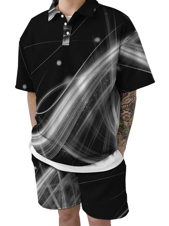 noir Chemise Hawaïenne pour Homme Homme 2 Pièces Imprimé Manches Courtes Col Rabattu Bleu