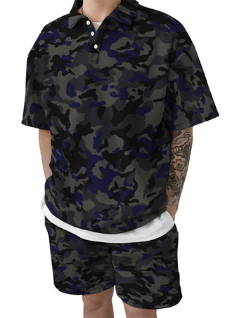 noir Chemise Hawaïenne pour Homme Homme 2 Pièces Imprimé Manches Courtes Col Rabattu Gris