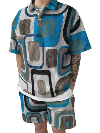 Grigio Colletto a maniche corte con maniche corte in 2 pezzi da uomo in 2 pezzi