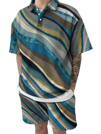 BluColletto a maniche corte con maniche corte in 2 pezzi da uomo in 2 pezzi