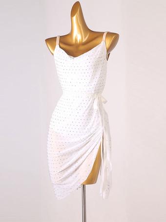 Club Dress For Women Straps Neck Sexy Fringe Sleeveless Lycra Spandex  Asymmetrical White Sexy Dress - Milanoo.com