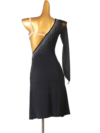 ラテンダンスドレス黒人女性のラインストーンオープンショルダーボディコンセクシーなポリエステルドレスダンスウェア