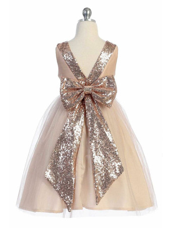 フラワーガールドレスポリエステルボウジュエルネックノースリーブブラック