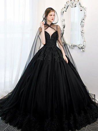 Черные свадебные платья A-Line без рукавов кружевное свадебное платье с шлейфом Бесплатная настройка