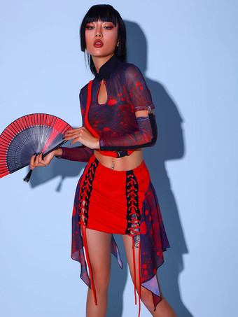 Costumi di danza jazz Pantaloni da donna in lycra spandex in chiffon con gonna da ballo