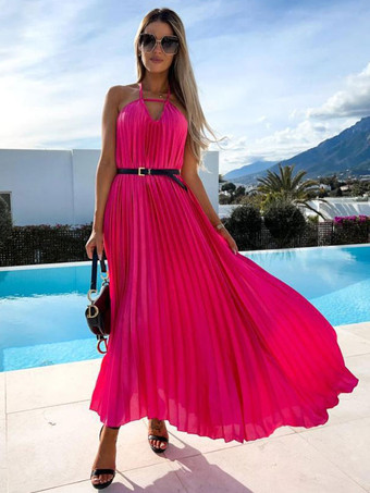 Boho Kleid V-Ausschnitt ärmelloses Sommerkleid