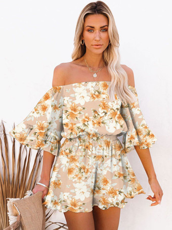 オレンジブルーバトーネックハーフスリーブポリエステルサマーワンピース衣装