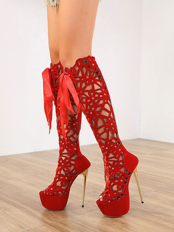 サンダル ブーツ オープントゥ カットアウトシューズ ハイヒール PUレザー セクシーシューズ