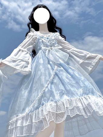 Gothic Lolita Dresses Ruffles Lace Light Apricot White Adjustable Elastic