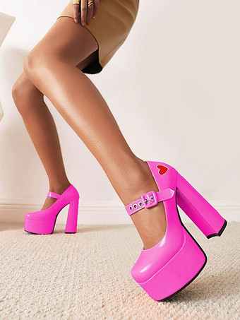 女性のハイヒールメタルディテールアートワークパンプススクエアトゥチャンキーヒールPUアッパー