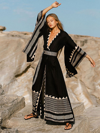 女性カバーアップブラックカラーブロックロングスリーブサマーセクシー水着