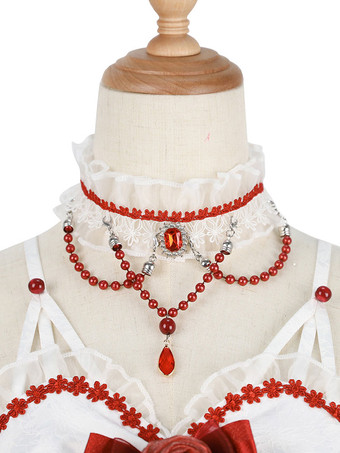 ロリータドレスティーパーティースタイルロリータスカートチェーンノースリーブポリエステルロリータウェディングドレスボウホワイト