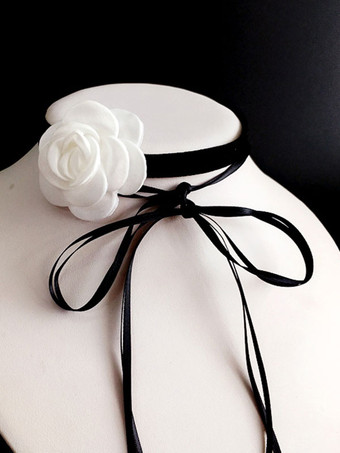 ホワイト スチームパンクロリータアクセサリーホワイトフラワーチョーカーポリエステル繊維その他