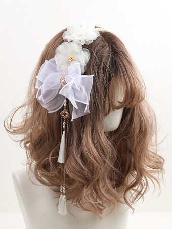 ROCOCO Style Lolita Accessories Burgundy Fringe Flowers Headwear Polyester Fiber Miscellaneous