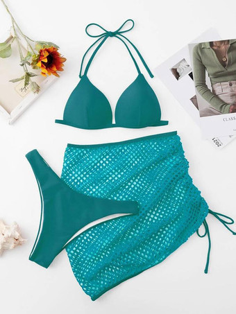 女性ビキニ水着 3 点セット オレンジ夏セクシーな水着