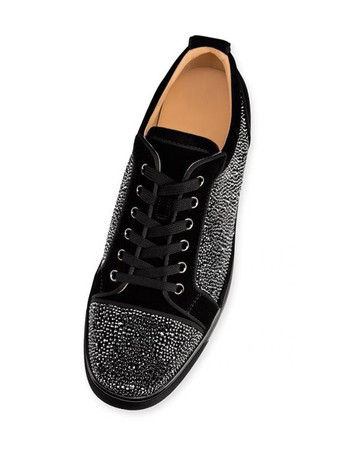 メンズ プロム パーティー スニーカー シューズ 快適なスエードレザー ラウンドトゥ ラインストーン アートワーク