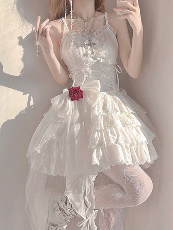   ゴシックロリータドレスパールボウブラックホワイトアジャスタブルエラスティック