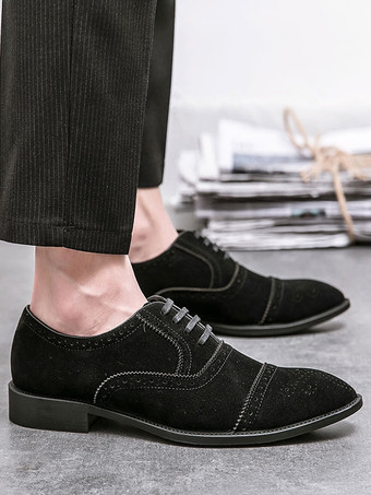 男性用ドレスオックスフォードフォーマルシューズ 高品質ポインテッドトゥストラップ調節可能PUレザー