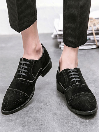 男性用ドレスオックスフォードフォーマルシューズ 高品質ポインテッドトゥストラップ調節可能PUレザー