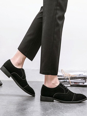 男性用ドレスオックスフォードフォーマルシューズ 高品質ポインテッドトゥストラップ調節可能PUレザー