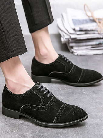 男性用ドレスオックスフォードフォーマルシューズ 高品質ポインテッドトゥストラップ調節可能PUレザー