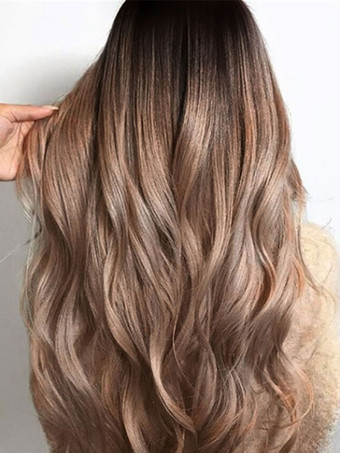 Medium Wigs Synthetic Women Wigs Camel Curly Heat-resistant Fiber Wig