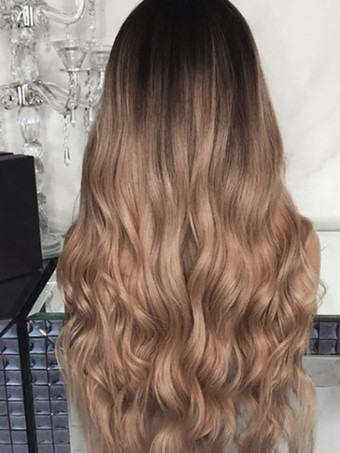 Medium Wigs Synthetic Women Wigs Camel Curly Heat-resistant Fiber Wig