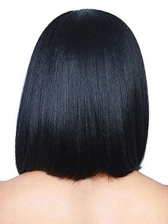 ミディアム合成ウィッグ女性用ブラックボブ耐熱性ファイバーウィッグ女性用