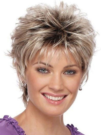 Synthetic Wigs Light Apricot Curly Heat-resistant Fiber Short Wig For Women