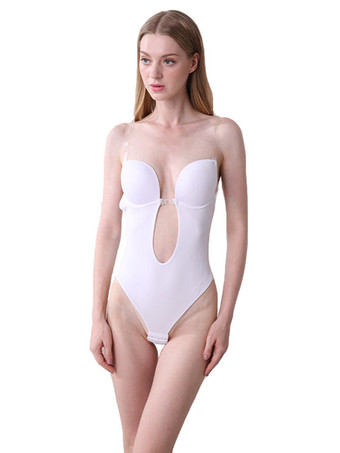 ホワイト テディ ランジェリー ヌード バックレス ポリエステル テディ 女性用