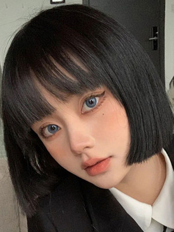 ブラック ロリータウィッグ ショート ロココスタイル 耐熱ファイバーグレーロリータアクセサリー