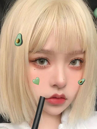 ライトゴールドロリータウィッグ ショート ロココスタイル 耐熱ファイバーグレーロリータアクセサリー