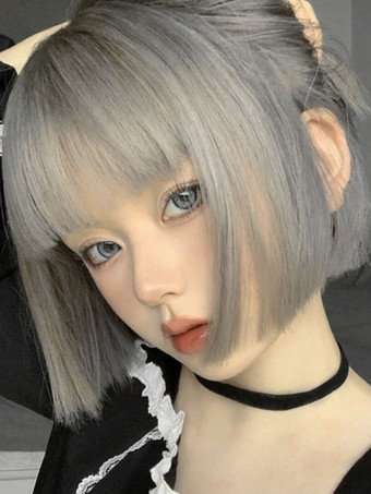 ロリータウィッグ ショート ロココスタイル 耐熱ファイバーグレーロリータアクセサリー