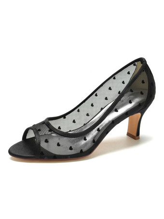 noir Chaussures de Mariées Transparentes Femme avec Bout Ouvert Unicolore