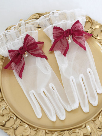 ワインレッド ロココスタイルのロリータアクセサリーディープブルーボウパールポリエステルファイバーアクセサリーその他