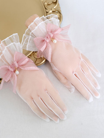 ピンクロココスタイルのロリータアクセサリーディープブルーボウパールポリエステルファイバーアクセサリーその他