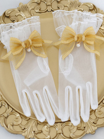 イエローロココスタイルのロリータアクセサリーディープブルーボウパールポリエステルファイバーアクセサリーその他