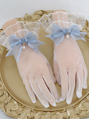 ライトスカイブルーロココスタイルのロリータアクセサリーディープブルーボウパールポリエステルファイバーアクセサリーその他