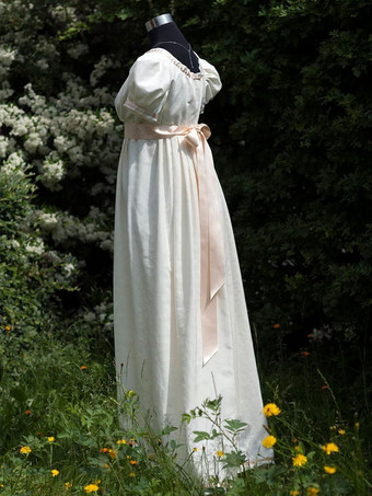 ホワイトレトロエンパイアウエストドレスブリッジトン衣装