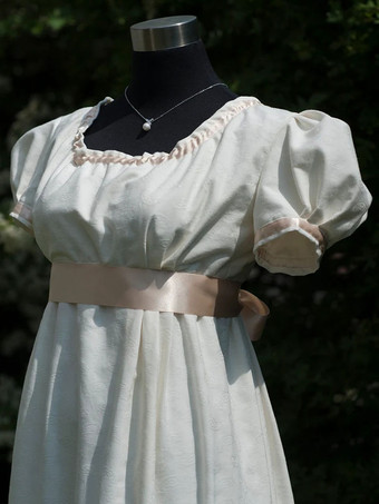 ホワイトレトロエンパイアウエストドレスブリッジトン衣装