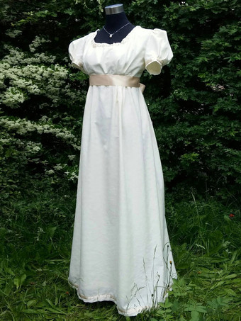 ホワイトレトロエンパイアウエストドレスブリッジトン衣装